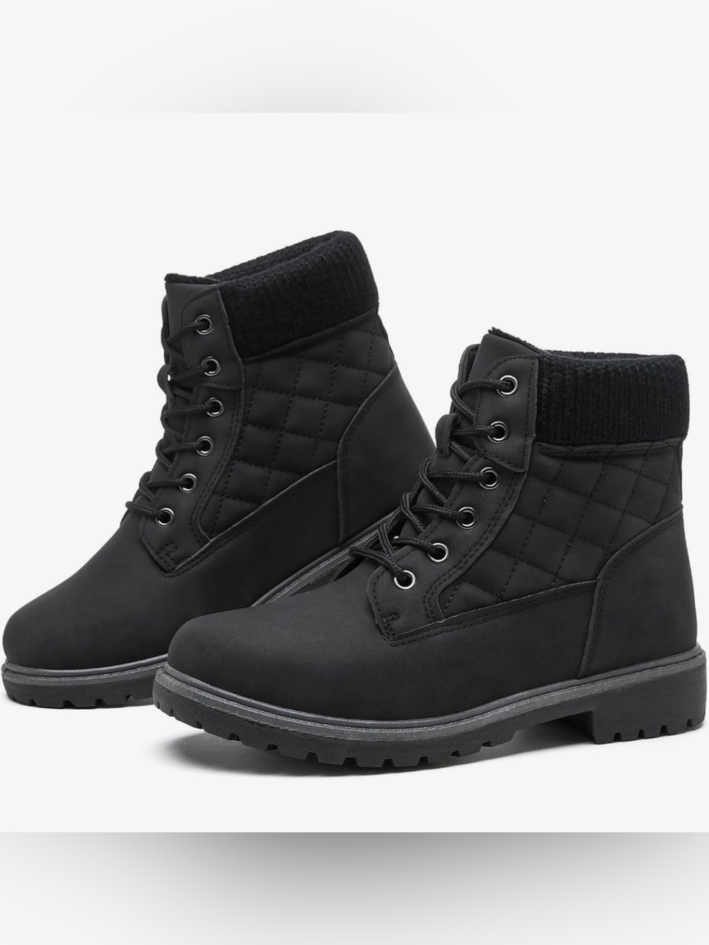Quilted Lace-Up high top Boots in Black size 9